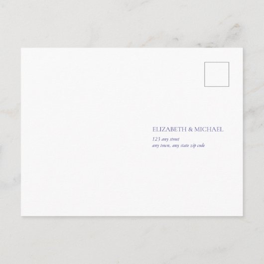 ラベンダーユーカリプトゥスボタニカルスクリプトウェディングRSVP インビテーションポストカード (裏面)