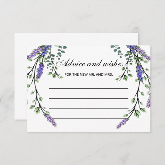 ラベンダーユーカリプトゥスボホアドバイスとウィッシュズカード 招待状 (正面/裏面)