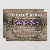 ラベンダーユーカリプトゥスロマンチック素朴ブライダルシャワー 招待状 (正面/裏面)