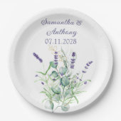 ラベンダーユーカリプトゥス水色ハーブ紫 ペーパープレート (正面)