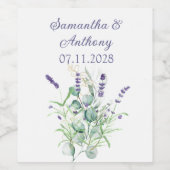 ラベンダーユーカリプトゥス水色ハーブ紫 ワインラベル (シングルラベル)