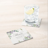 ラベンダーユーカリプトゥス葉状葉ブライダルシャワー スクエアペーパーコースター (インサイチュ)