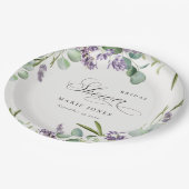 ラベンダーユーカリプトゥス葉状葉ブライダルシャワー ペーパープレート (アングル)