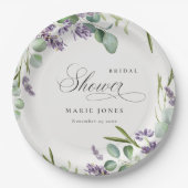 ラベンダーユーカリプトゥス葉状葉ブライダルシャワー ペーパープレート (正面)
