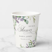 ラベンダーユーカリプトゥス葉状葉ブライダルシャワー 紙コップ (正面)