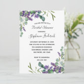 ラベンダーユーカリプループルグリーンブライダルシャワー 招待状 (スタンド正面)