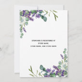 ラベンダーユーカリプループルグリーンブライダルシャワー 招待状 (裏面)