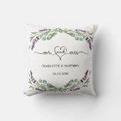 ラベンダーユーカリミセス結婚ネーム クッション (正面)