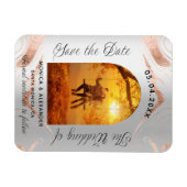 ラベンダーユーカリ写真結婚式の日付を保存 マグネット (横)