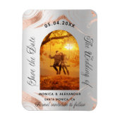 ラベンダーユーカリ写真結婚式の日付を保存 マグネット (縦)