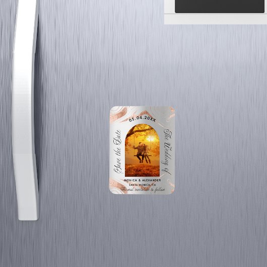 ラベンダーユーカリ写真結婚式の日付を保存 マグネット