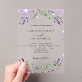 ラベンダーユーカリ夕べ結婚ズ アクリル招待状 (インサイチュ (ポータブル))