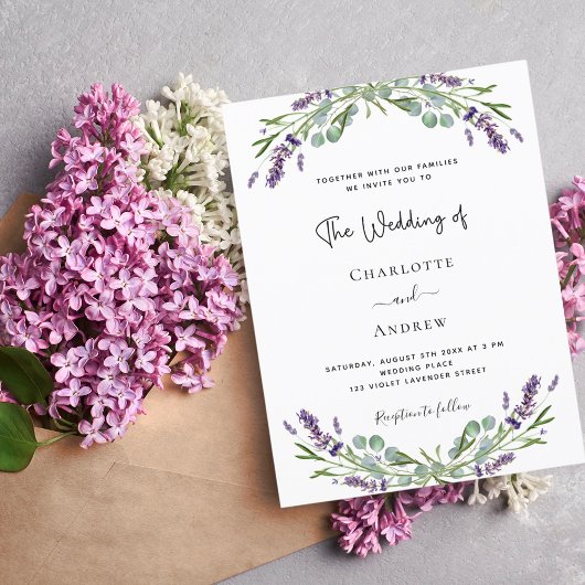 ラベンダーユーカリ植林結婚式招待状 ポストカード