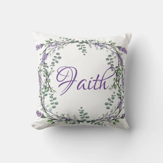 ラベンダーユーカリ水彩画 クッション (正面)