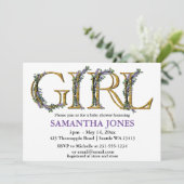 ラベンダーユーカリ水彩色ベビーシャワー 招待状 (スタンド正面)