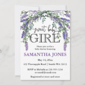 ラベンダーユーカリ水彩色ベビーシャワー 招待状 (正面)