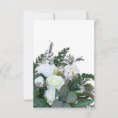 ラベンダーユーカリ白いバラの緑結婚の花 招待状 (裏面)