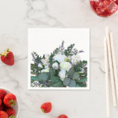 ラベンダーユーカリ白いバラの緑 スタンダードカクテルナプキン (インサイチュ)