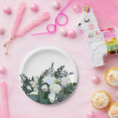 ラベンダーユーカリ白いバラの緑 ペーパープレート (パーティー)