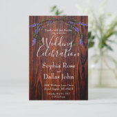 ラベンダーユーカリ素朴なダークウッド結婚穀物 招待状 (スタンド正面)