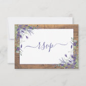 ラベンダーユーカリ素朴プタススクリプトウッドRSVP 出欠カード (正面)