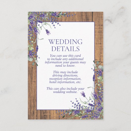 ラベンダーユーカリ素朴プタスボタニカルウッド詳細 エンクロージャーカード (正面)