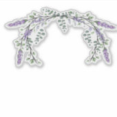 ラベンダーユーカリ紫のフローラの緑の葉 シール (正面)