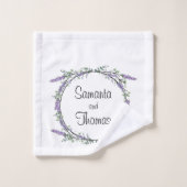 ラベンダーユーカリ紫色の水彩フローラ バスタオルセット (ウォッシュタオル)