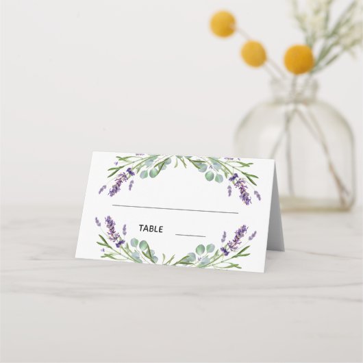 ラベンダーユーカリ結婚カリ座席表 プレイスカード (正面)