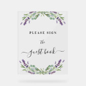 ラベンダーユーカリ結婚プスグリーンのゲストブック アクリルサイン (正面)
