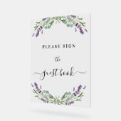 ラベンダーユーカリ結婚プスグリーンのゲストブック アクリルサイン (傾斜)