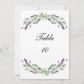 ラベンダーユーカリ結婚プタスのテーブルナンバーカード 招待状 (正面)