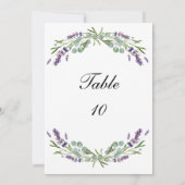 ラベンダーユーカリ結婚プタスのテーブルナンバーカード 招待状 (裏面)