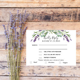 ラベンダーユーカリ結婚プタスの応答RSVPメニュー ノートカード