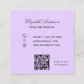 ラベンダーユーカリ緑バイオレットQRコード スクエア名刺 (裏面)