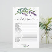 ラベンダーユーカリ語スクランブルブライダルシャワーゲーム (スタンド正面)