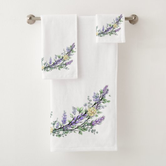 ラベンダーユーカリ黄色のバラの水色 バスタオルセット (インサイチュ)