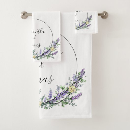 ラベンダーユーカリ黄色のバラの水色 バスタオルセット (インサイチュ)