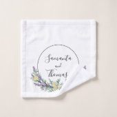 ラベンダーユーカリ黄色のバラの水色 バスタオルセット (ウォッシュタオル)