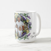 ラベンダーユーカリ黄色のバラパーソナライズされたの写真 コーヒーマグカップ (正面右)