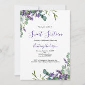 ラベンダーユーカリSweet sixteen16誕生日 招待状 (正面)