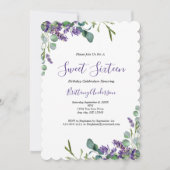 ラベンダーユーカリSweet sixteen16誕生日 招待状 (正面)