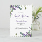 ラベンダーユーカリSweet sixteen16誕生日 招待状 (スタンド正面)