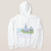 ラベンダーライトハウスジッパーフード付きスウェットシャツ パーカ (レイダウン裏面)