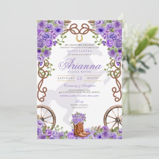 ラベンダーライトパープルウエスタンシャーロキンセアニラ 招待状 (スタンド正面)