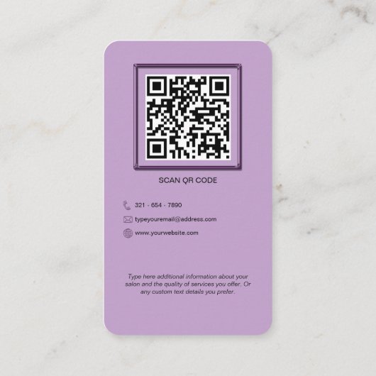 ラベンダーライトパープルトレンディーインスタグラムサロン 名刺 (裏面)