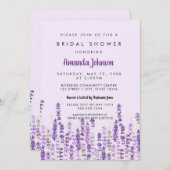 ラベンダーライトパープルフラワーズブライダルシャワー 招待状 (正面/裏面)