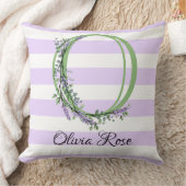 ラベンダーライトパープルホワイトストリップモノグラム クッション (ブランケット)