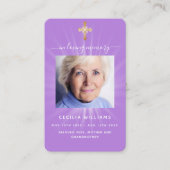 ラベンダーライトフォトクロス葬儀祈りの言葉カード 名刺 (正面)