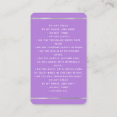 ラベンダーライトフォトクロス葬儀祈りの言葉カード 名刺 (裏面)